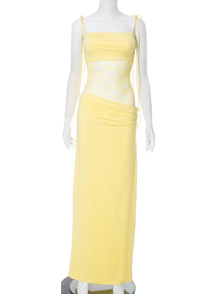 Lace Bloom Backless Maxi