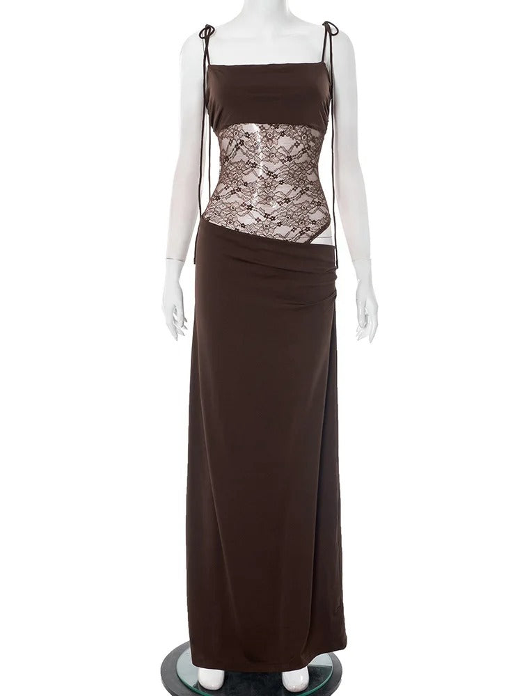 Lace Bloom Backless Maxi