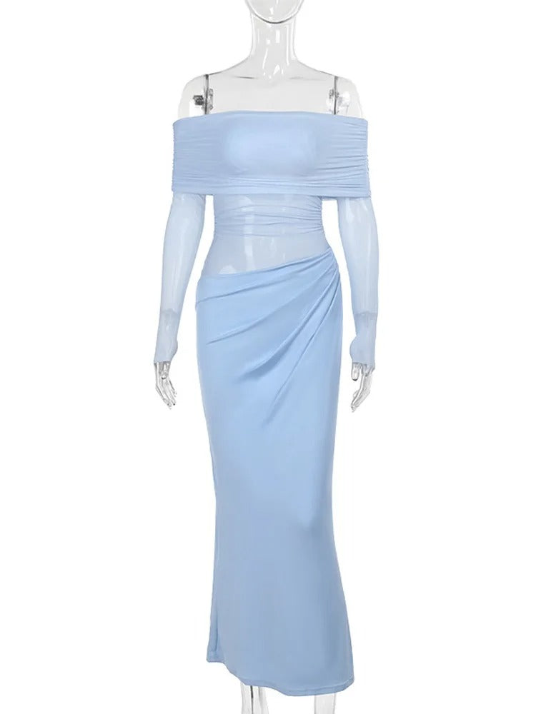 One Shoulder Mesh Dress