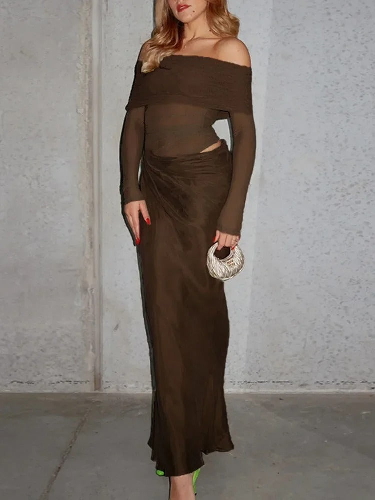 One Shoulder Mesh Dress