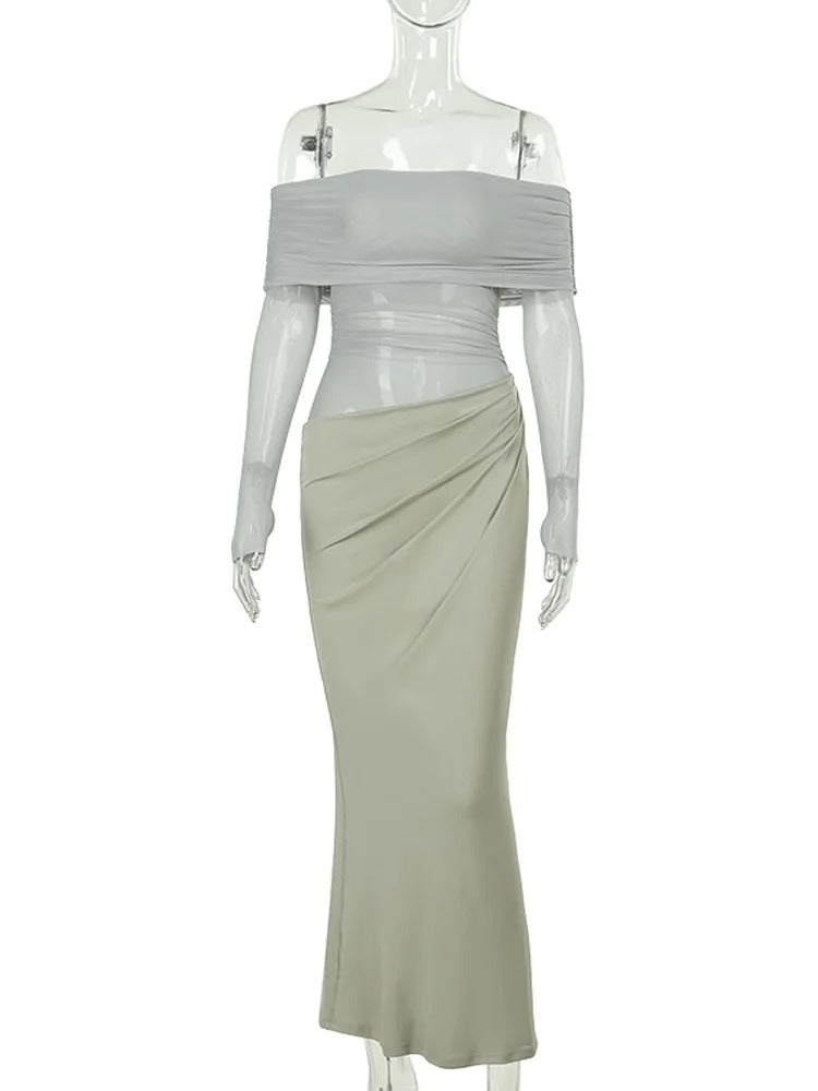 One Shoulder Mesh Dress