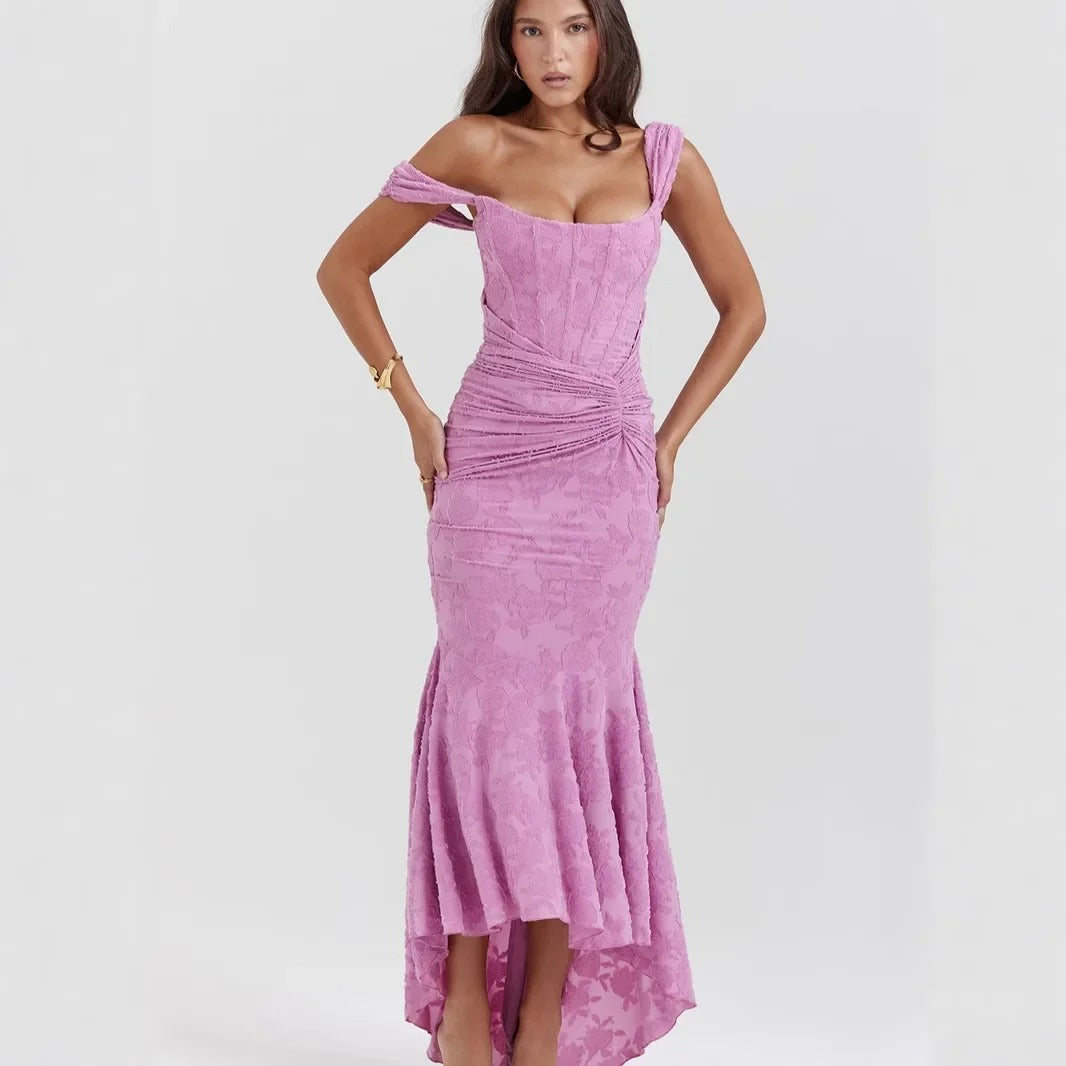 Autumn Bloom Jacquard Fishtail Dress