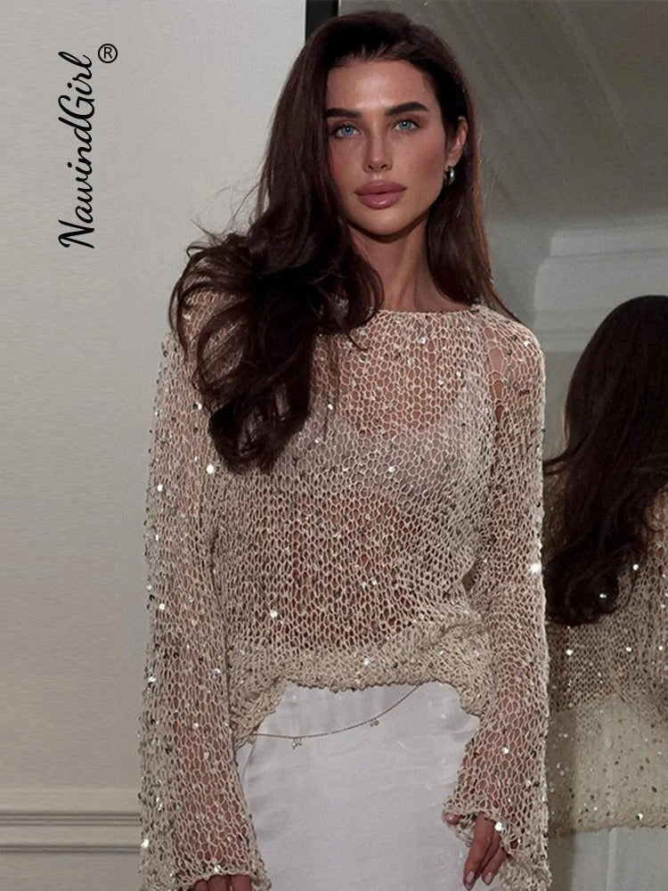 Sequin Knit Pullover