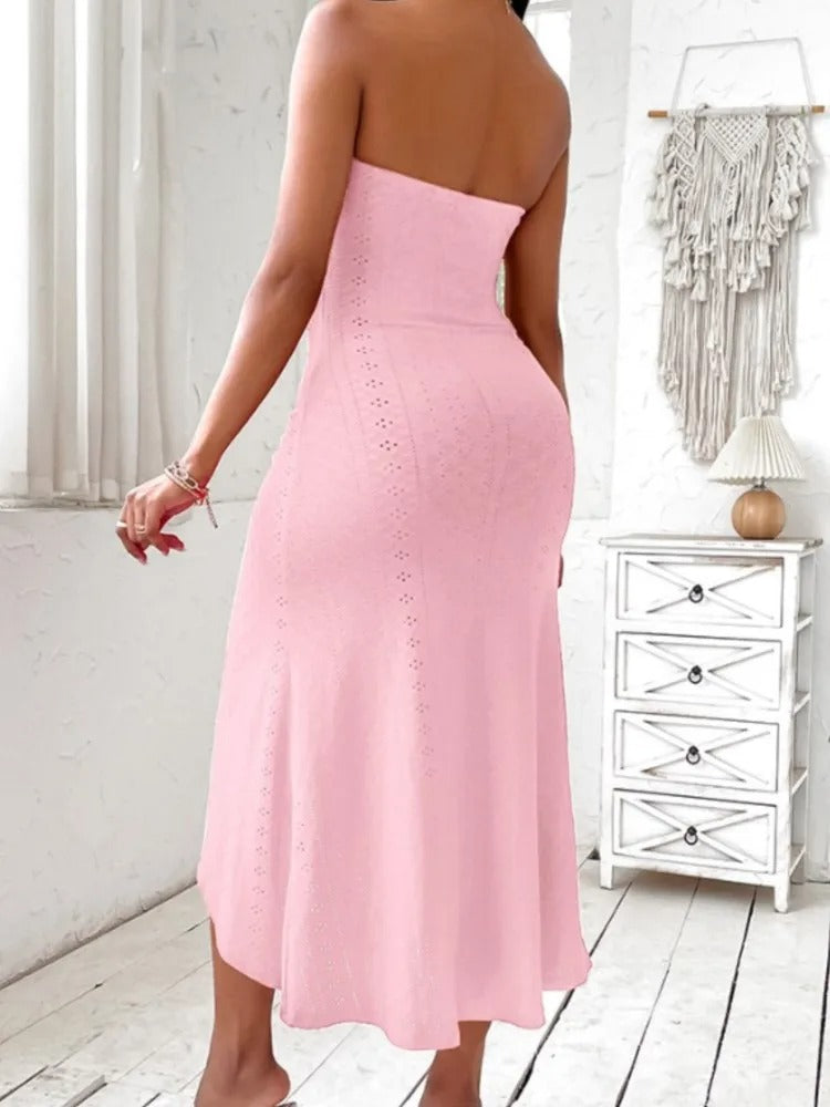 Embroidered Elegance Wrap Dress