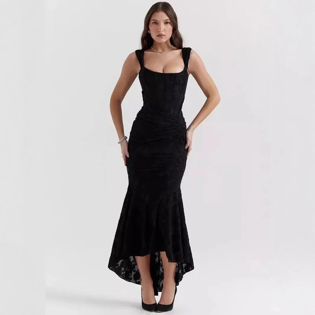Autumn Bloom Jacquard Fishtail Dress