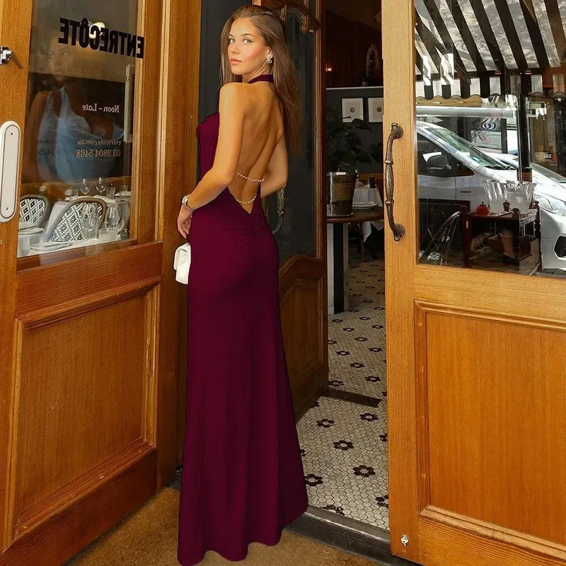 Smooth Allure Halter Maxi Dress