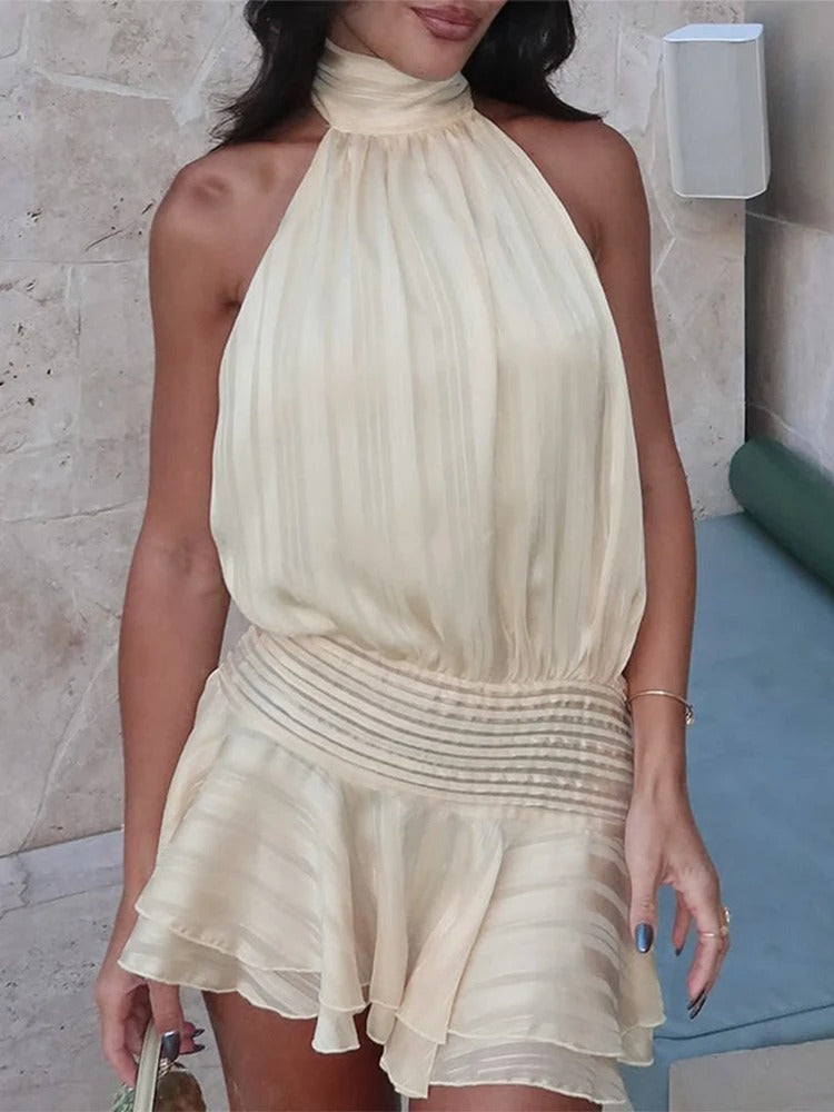 Elegant Woman's Chiffon Halter Mini Dresses