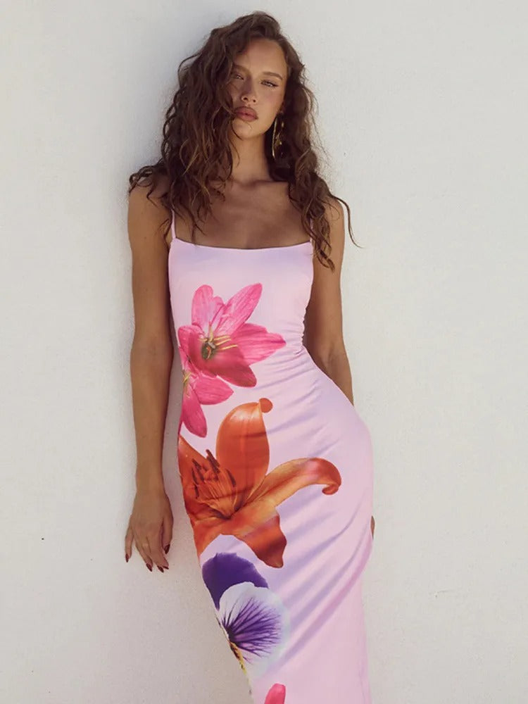 Floral Dream Spaghetti Strap Midi