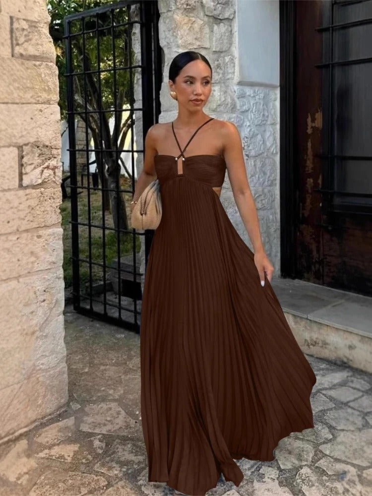 Satin Cutout Maxi Dress
