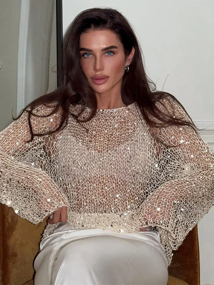 Sequin Knit Pullover