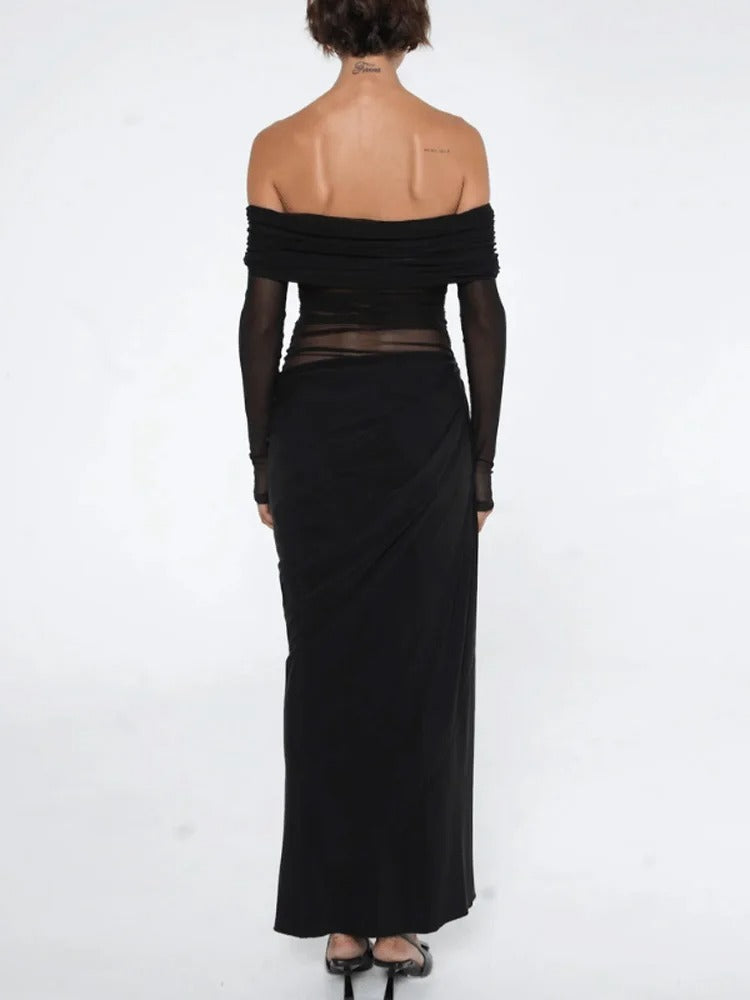 One Shoulder Mesh Dress