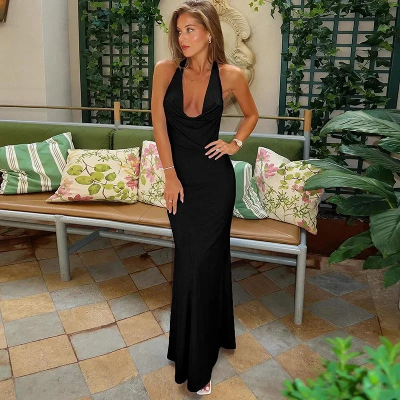 Smooth Allure Halter Maxi Dress