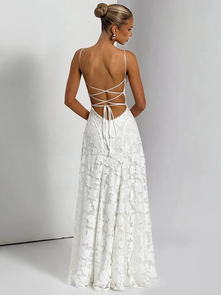 Backless Lace-Up Gown
