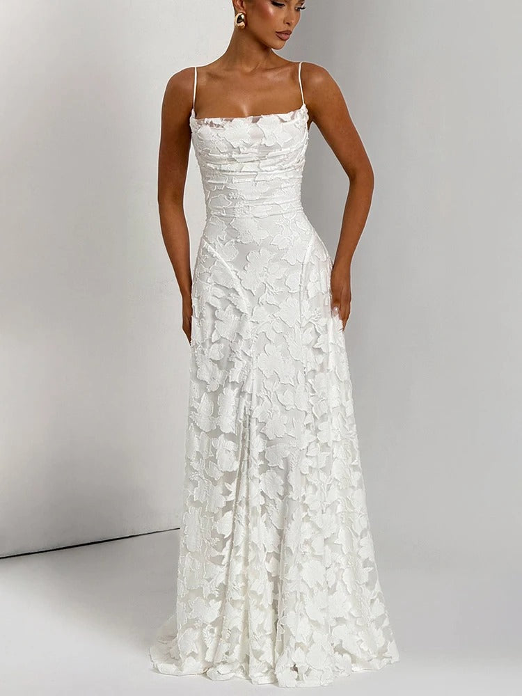 Backless Lace-Up Gown