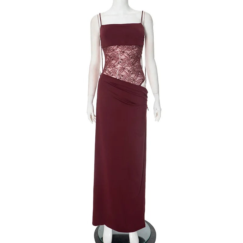 Lace Bloom Backless Maxi