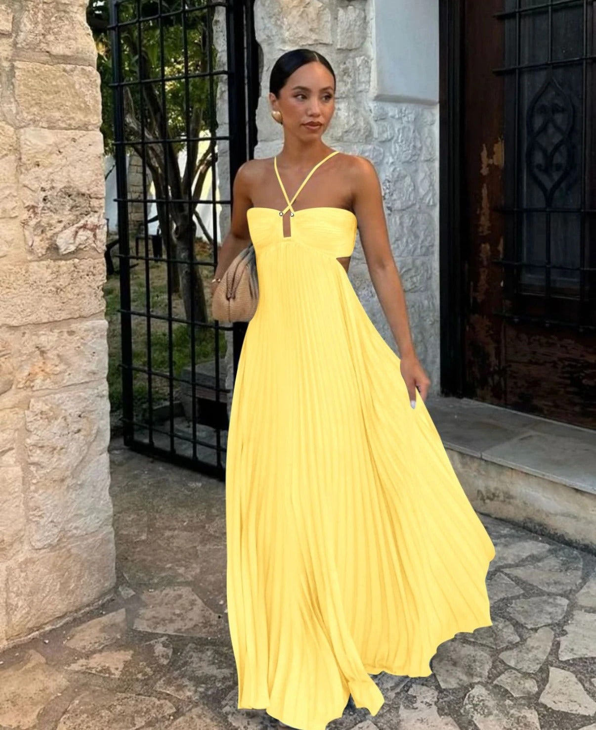 Satin Cutout Maxi Dress