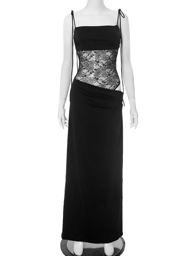 Lace Bloom Backless Maxi