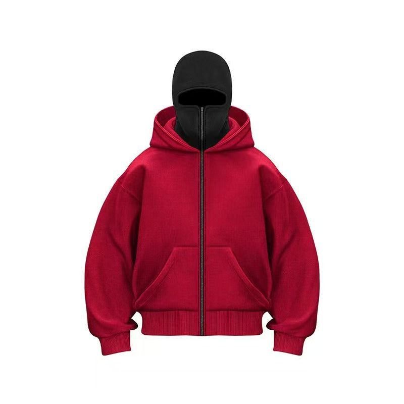 Double Layer Hooded Zipper Sweatshirt