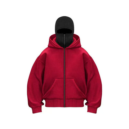 Double Layer Hooded Zipper Sweatshirt