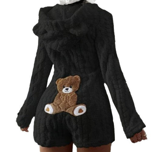Women's plush hooded casual wear