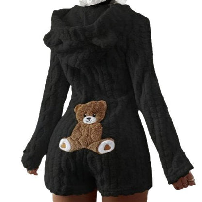 Women's plush hooded casual wear