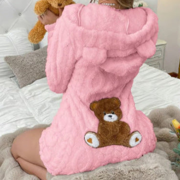 Women's plush hooded casual wear