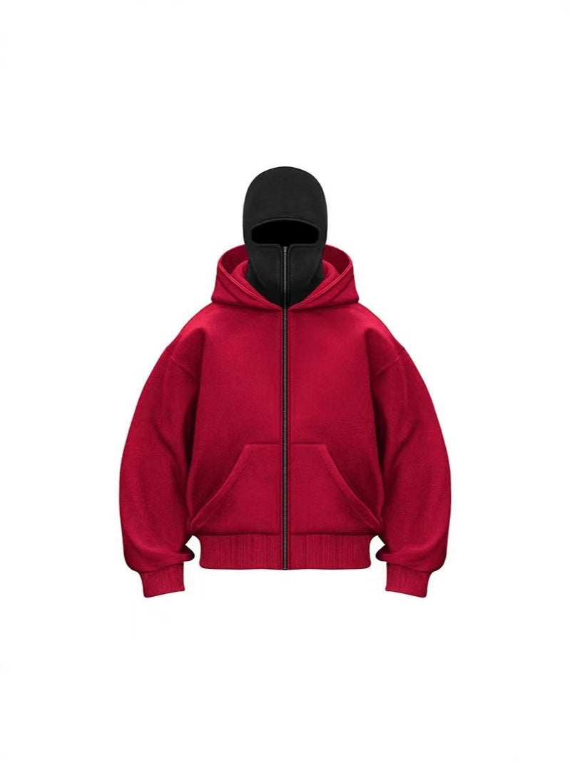 Double Layer Hooded Zipper Sweatshirt