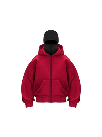 Double Layer Hooded Zipper Sweatshirt