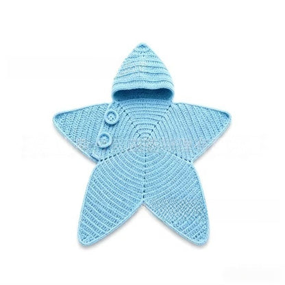 Baby Starfish Knitted Sleeping Bag Newborn Hooded Swaddle Wrap