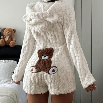 Women's plush hooded casual wear