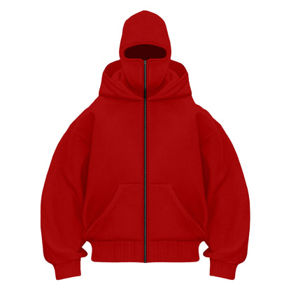 Double Layer Hooded Zipper Sweatshirt