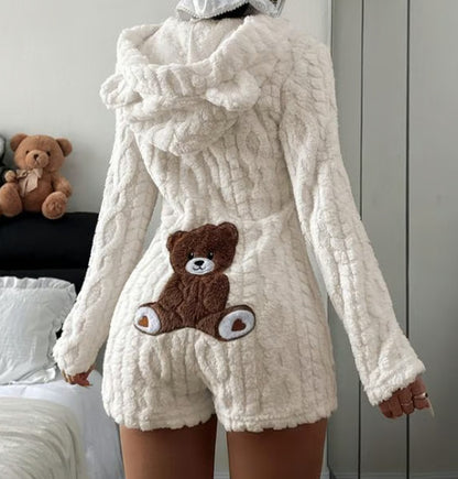 Women's plush hooded casual wear