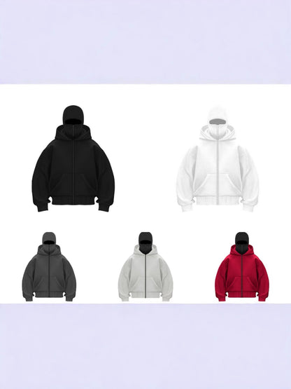 Double Layer Hooded Zipper Sweatshirt