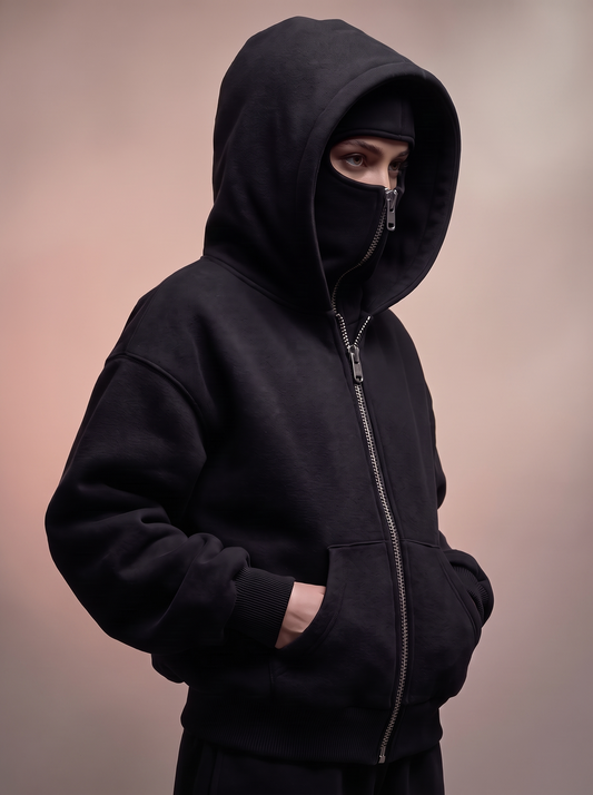 Double Layer Hooded Zipper Sweatshirt