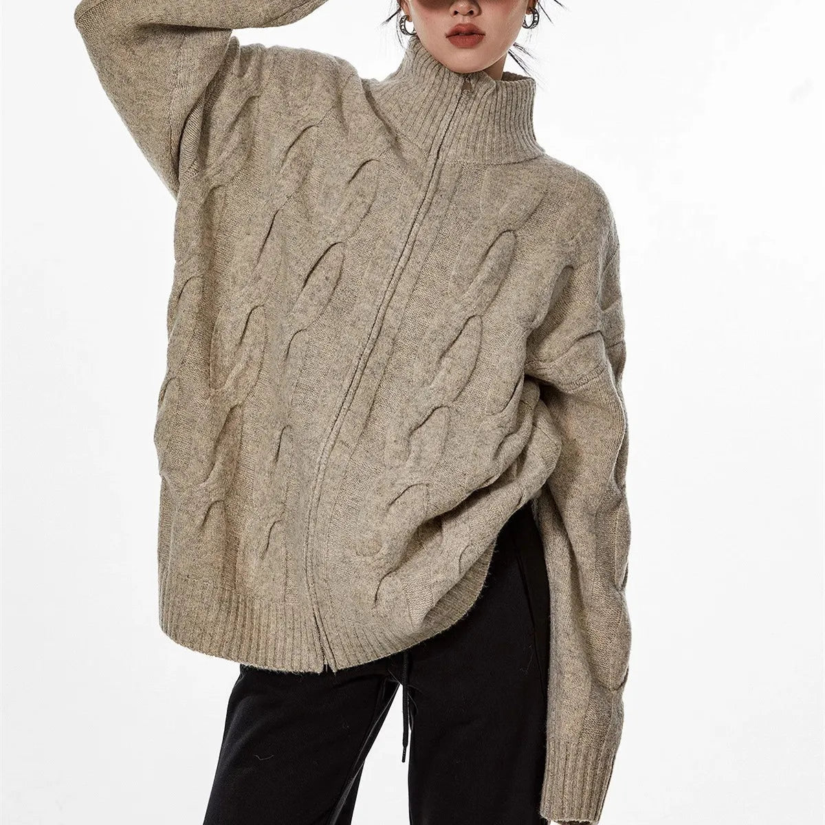 Retro Blue Knit Open Cardigan