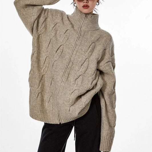 Retro Blue Knit Open Cardigan