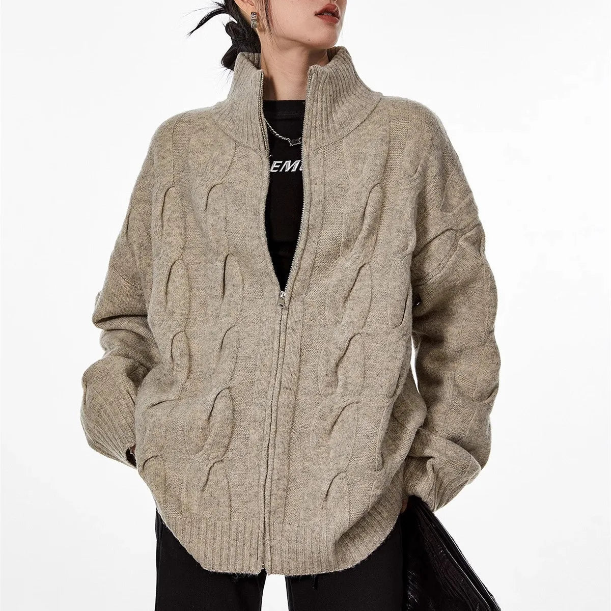 Retro Blue Knit Open Cardigan