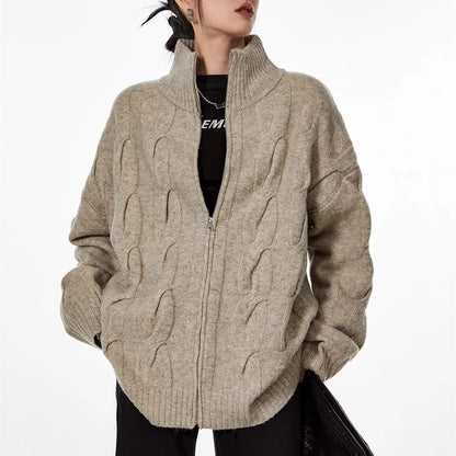 Retro Blue Knit Open Cardigan
