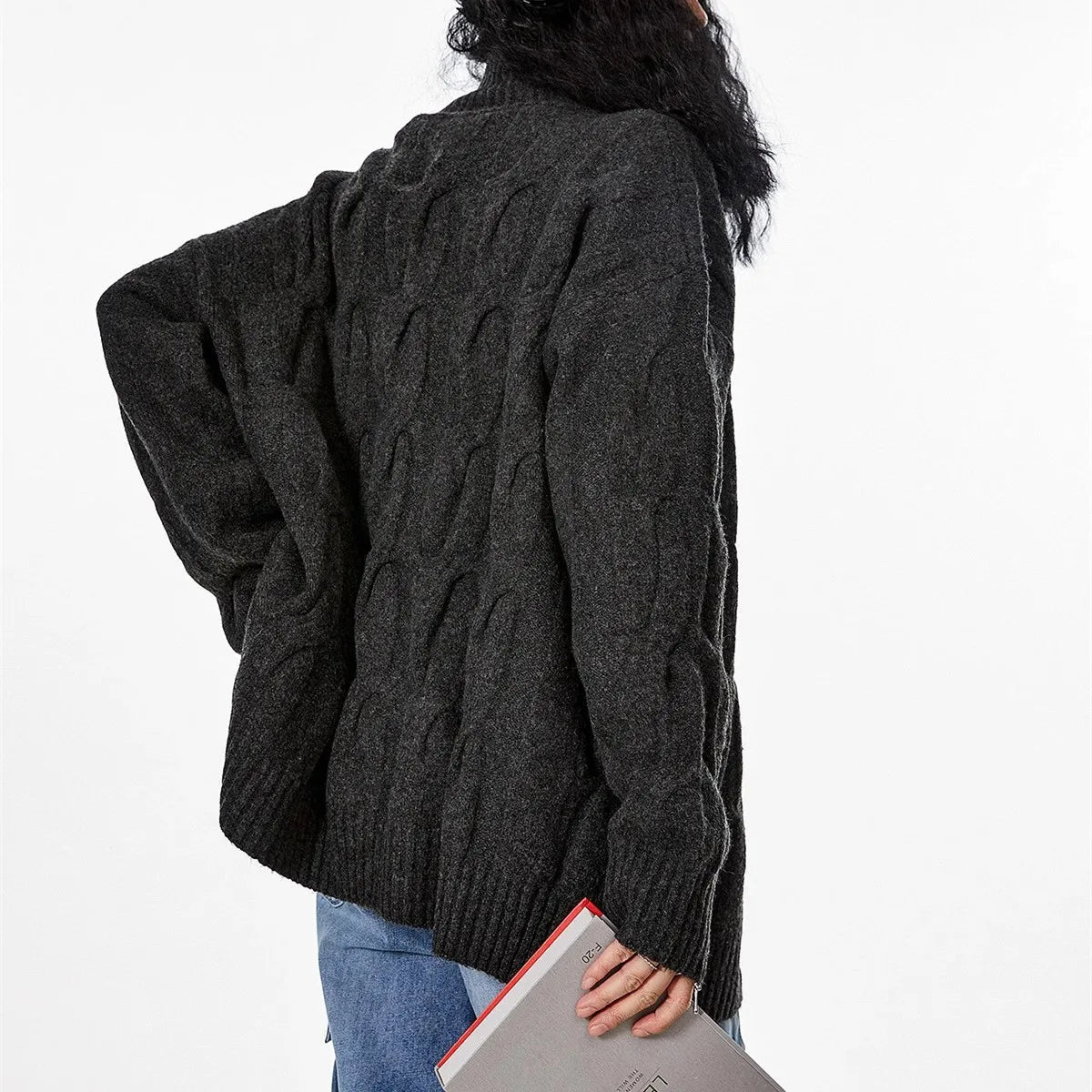 Retro Blue Knit Open Cardigan
