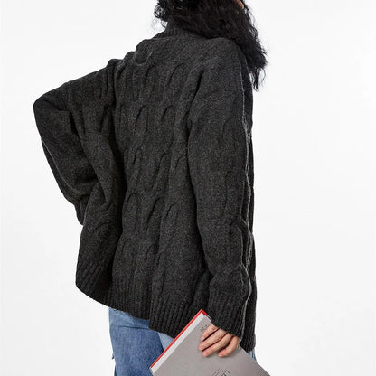 Retro Blue Knit Open Cardigan