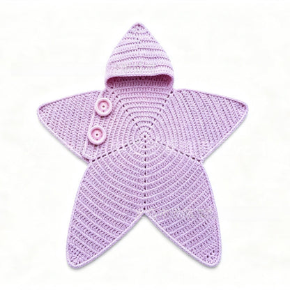 Baby Starfish Knitted Sleeping Bag Newborn Hooded Swaddle Wrap