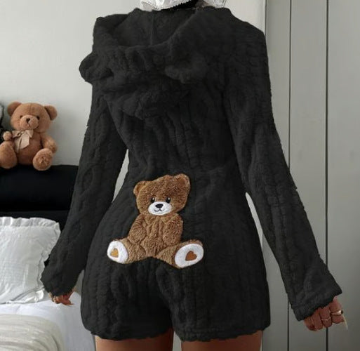 Women's plush hooded casual wear