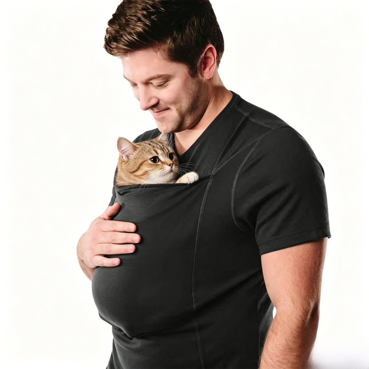 Crossbody T-Shirt with Large Pockets for Couples Cotton Polyester Blend