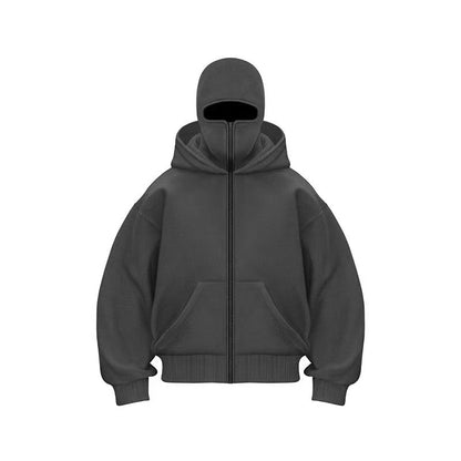 Double Layer Hooded Zipper Sweatshirt