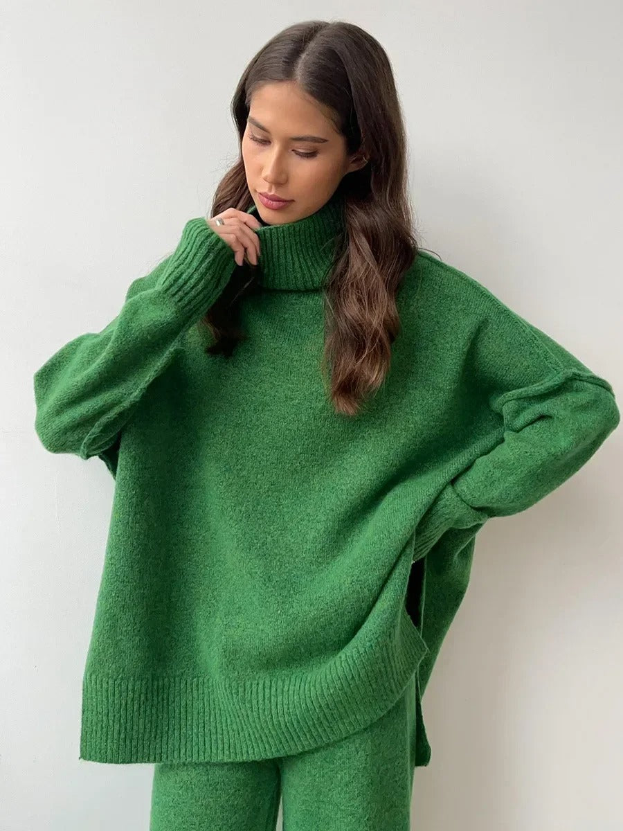 Cozy Turtleneck Knit Sweater & Pants Set