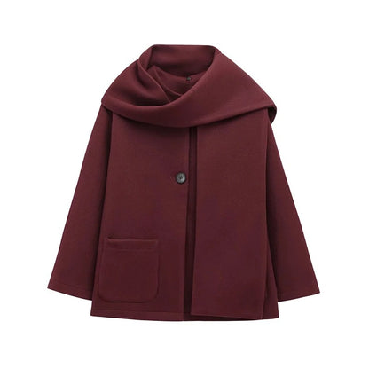 INS Scarf-Detail Round-Neck Winter Warm Coat