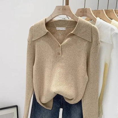 Chic Polo Collar Knit Pullover