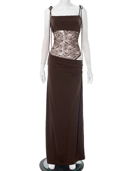 Lace Bloom Backless Maxi
