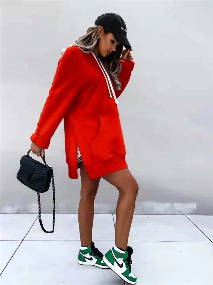 Casual Solid Color Pocket Hoodie