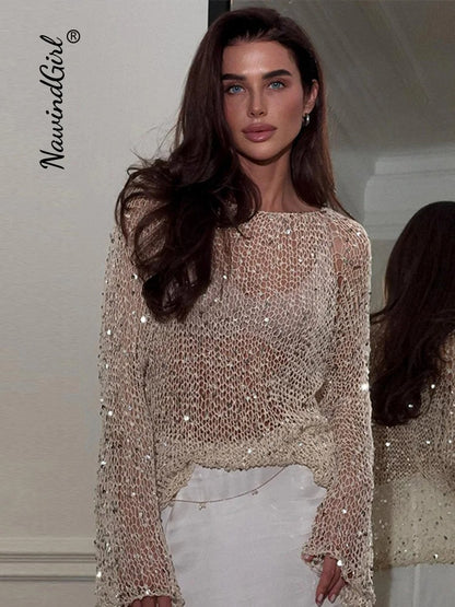 Sequin Knit Pullover